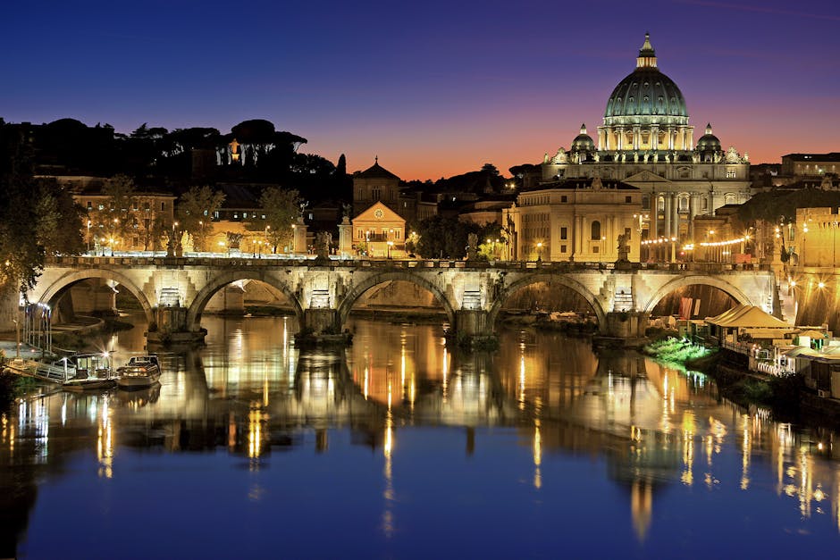 Basilica reflection sunset river