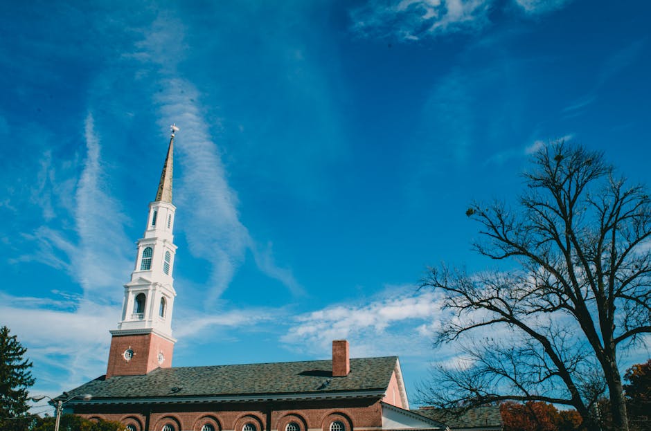 Classic steeple bright sky
