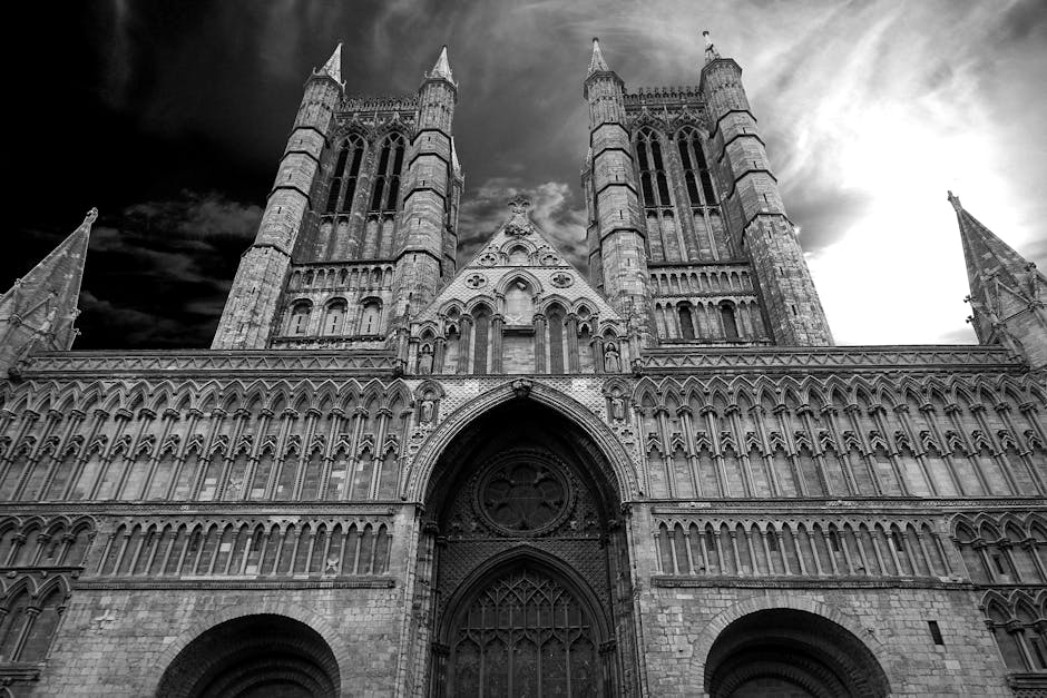 Gothic cathedral low angle view