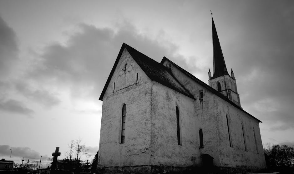 Gothic spire cloudy sky