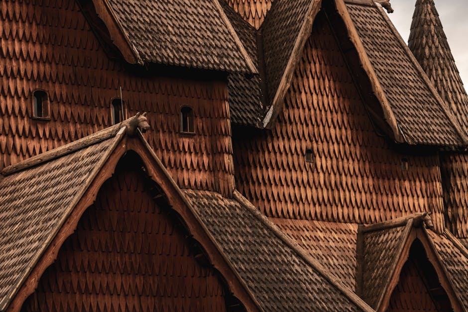Intricate wooden roof details