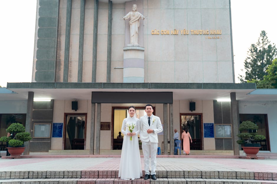 Modern building wedding ceremony