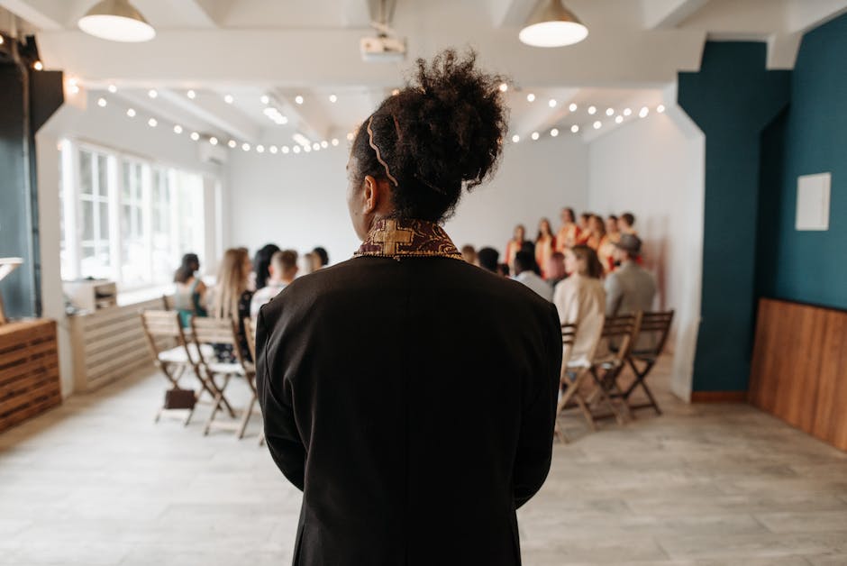 Modern interior worship service
