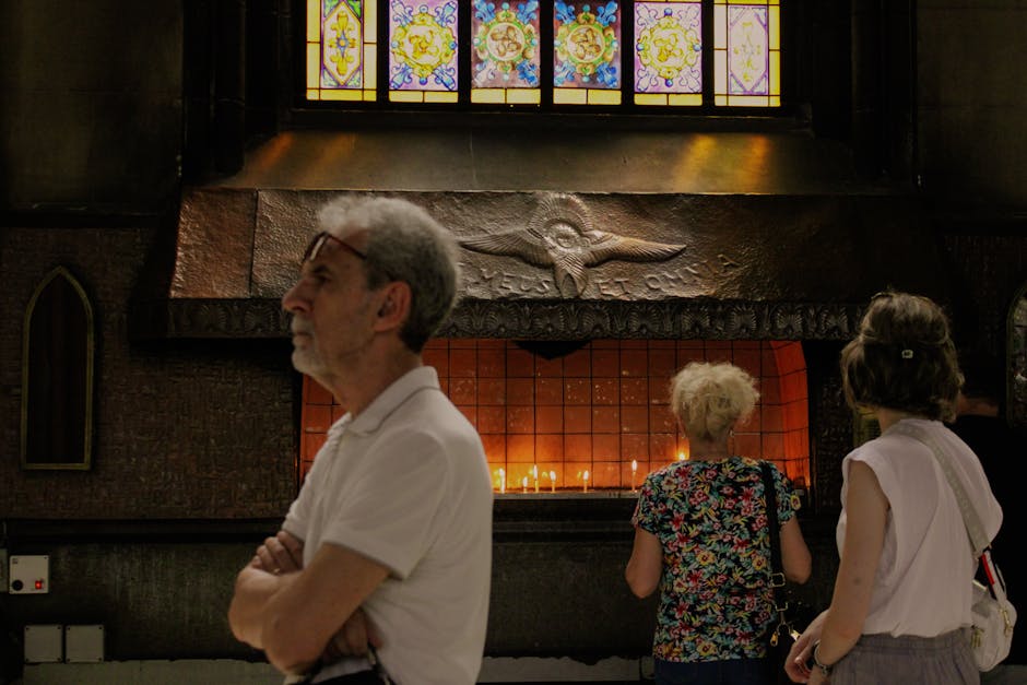 Stained glass windows candlelight
