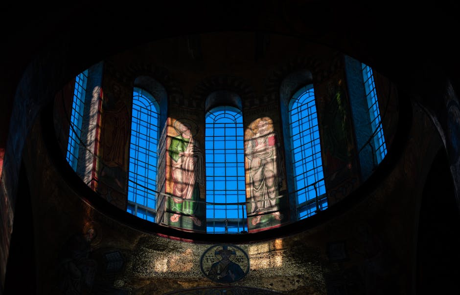 Stained glass windows colorful light