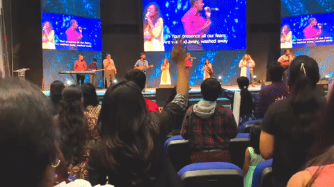 Worship service at a faith community